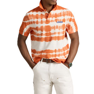 Camiseta de punto tie-dye para hombre, marca privada OEM, corte clásico, cuello acanalado, transpirable, de secado rápido, manga corta, informal - Product Image 1