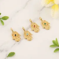 Collier Pendentif Main de Fatma en Pierre Naturelle Turquoise et Zircon Cubique, Anti-Mauvais Œil, Meilleure Vente, Plaqué Or 18 carats, Laiton Anti-ternissement, Bijoux