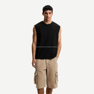 Camiseta personalizable transpirable sin mangas con cuello redondo de algodón suave 100% para hombre - Product Image 3