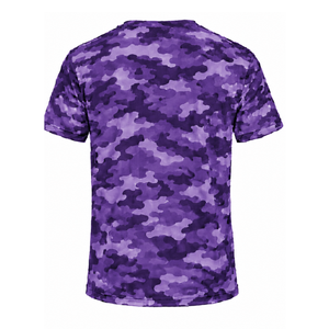 เสื้อยืดลายพรางสีม่วงผู้ชายแขนสั้นคอกลมพิมพ์ลายพรางการฝึกอบรมการออกกำลังกายฟิตเนสชุดกีฬาประสิทธิภาพสูง - Product Image 2