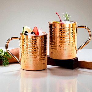 Tazas Moscow Mule de Cobre Ecológicas Hechas a Mano FAIZA CRAFT FC-8001, con Asa, Forma Cilíndrica, Diseño Clásico, a Prueba de Fugas, para Fiestas - Product Image 2