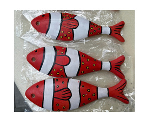 Figurine de poisson en bois, modèle artisanal en bois, peint ou non, décoration nautique côtière pour la maison - Product Image 1