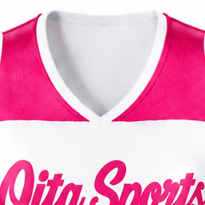Maillot de cheerleading rose sublimé sans manches, tenue de sport athlétique pour équipe, uniforme de compétition et d'entraînement - Product Image 5