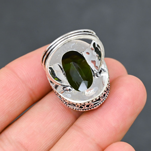 Magnifique bague tendance en péridot vert, en argent sterling 925 massif, faite à la main, vente en gros directe usine - Product Image 4