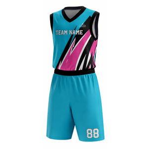 Ensemble de maillots de basket-ball personnalisés, uniforme de basket-ball imprimé par sublimation, 100% polyester respirant, kit de basket-ball d'équipe, vêtements de sport - Product Image 4