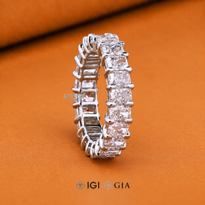 Bague de mariage en diamant de laboratoire taille radiant 0,19 carat, alliance éternelle entièrement sertie de diamants, bague de mariée, cadeau de mariage en diamant, anniversaire - Product Image 2
