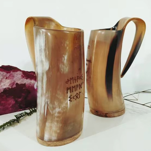 Taza de Cerveza Rústica Hecha a Mano de Cuerno Natural Pulido Ecológico de Calidad Premium con Patrón de Grano Único - Product Image 3