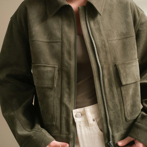 TWILL SPORTS Unisex"<b>s</b> Faux Suede Knitted Waterproof Windproof Heated Bomber Zipper <b>Jacket</b> Casual <b>Lightweight</b> For Winters - Product Image 4