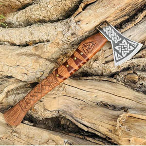 Hacha Vikinga Estilo Escandinavo, Mango de Madera de Grado Industrial, Hoja de Acero al Carbono, Cabeza Decorativa para Exhibición en Hogar, Oficina o Tienda - Product Image 2