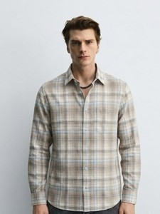Chemise décontractée en coton à carreaux croisée pour homme Enovate, manches longues, col rabattu, respirante, tissée, idéale pour l'été - Product Image 2