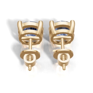 Heerani Jewels Lab Grown Blue Sapphire Prong <b>Set</b> 925 <b>Sterling</b> <b>Silver</b> Classic <b>Stud</b> Vermeil Yellow Gold Unisex <b>Earrings</b> - Product Image 5