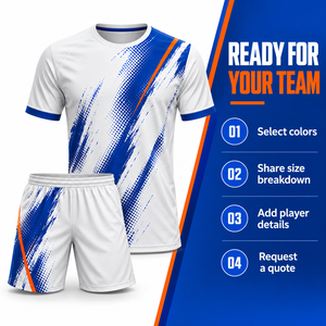Ensemble maillot et short de football unisexe à imprimé brossé, col rond, séchage rapide, kit de football personnalisé, fabricant d'uniformes d'équipe OEM en gros - Product Image 1