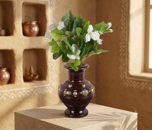 Florero Decorativo Ecológico Ligero de Madera con Acentos Tallados, Maceta para Flores, Florero para Decoración del Hogar, Escritorio, Mesa de Boda - Product Image 1