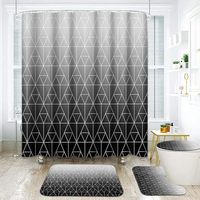 Ensemble de rideaux de douche rayés noir et blanc, rideaux de bain géométriques modernes, décoration de salle de bain, tapis avec tapis de bain, couvercle de toilette