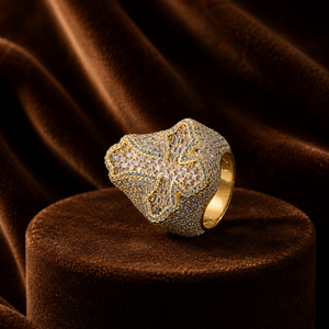 Hip Hop Moissanite <b>Cross</b> <b>Ring</b> Baguette Cut Pave Set Men's Diamond 10K Gold Jewelry Gift <b>Ring</b> - Product Image 2
