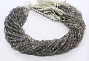 ลูกปัดลาบราดอไรต์ทรงรอนเดลเหลี่ยมเพชรพลอยขนาด 4 มม. สีฟ้าประกายสวยงาม ลูกปัดลาบราดอไรต์ทรงรอนเดลขนาด 12 นิ้ว ลาบราดอไรต์ทรงรอนเดลธรรมชาติ - Product Image 2