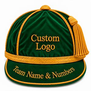 Casquettes de rugby personnalisées en velours de haute qualité avec passepoil métallique, casquettes de sport à pompons, couvre-chefs brodés pour le cyclisme et les activités de plein air - Product Image 1