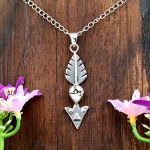 Collar de Plata de Ley 925 con Colgante de Hoja y Punta de Flecha, Caballo Salvaje, Turquesa, Estilo Bohemio, Joyería Fina del Suroeste - Product Image 1