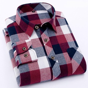 เสื้อเชิ้ตแฟชั่นใหม่สีน้ำเงินสไตล์อังกฤษ คอตั้ง ลายสก็อต แขนยาว เสื้อเชิ้ตผู้ชาย - Product Image 3
