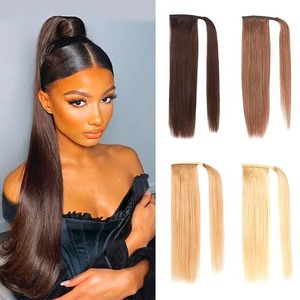 Postiche enroulable Extensions de queue de cheval de cheveux humains toutes les couleurs 100% cheveux humains vietnamiens alignés sur les cuticules - Product Image 6