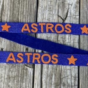 Sac à bandoulière décoratif perlé fait main CRYSTAL CRAFT Star Astros avec logo d'équipe personnalisé brodé et sangle réglable - Product Image 1