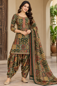 Tela brillante con estampado de lámina de rayón para la creación de prendas festivas, vestidos, tops, trajes, saris, estilo elegante. - Product Image 1