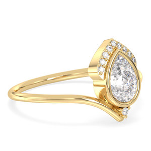 Bague de fiançailles REYES minimaliste en argent sterling 925 plaqué or jaune 14 carats, sertie d'un moissanite taille poire de 0,67 carat, pour elle. - Product Image 3