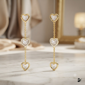 <b>Heart</b> Shape 925 Sterling Silver Drop <b>Earrings</b> With Mother Of Pearl Inlay For Women's Wedding Jewelry - Product Image 2