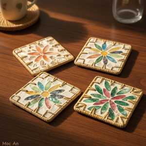 High Quality Handmade <b>Mop</b> Material Eco-Friendly Customizable Classic Design Serving Coasters - Product Image 2