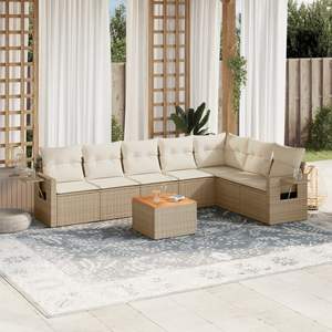 Conjunto de Sofás de Jardín de Ratán Beige, 6 Plazas, Muebles de Exterior Contemporáneos Resistentes a la Intemperie - Product Image 3