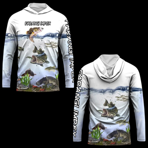 Sudadera con Capucha de Pesca Personalizada para Hombre, 100% Poliéster, Ventilación de Malla, Secado Rápido, Estampado con Patrón de Diamantes Morados - Product Image 4