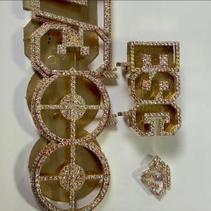 Colgante de Plata de Ley 925 con Moissanita y Letra, Chapado en Oro, Joyería Cúbica con Incrustaciones para Regalo de Fiesta - Product Image 2