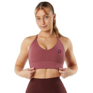 Rose Pink Women's V Neck <b>Cross</b> Back Sports Bra Moisture Wicking Athletic Crop <b>Top</b> for Workout Yoga Gym Fitness Running - Product Image 1