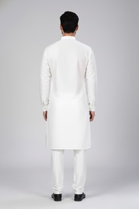 Ensemble Kurta Pajama pour homme Shahi Vastra en soie Dupion sans plis, blanc |   Vêtements de mariage ethniques indiens |   Taille 36-50 |   Vente en gros - Product Image 4