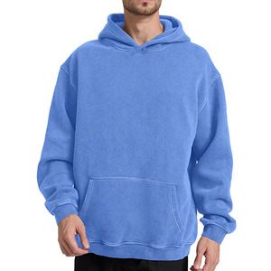 Sweat-shirts à capuche pour hommes, séchage rapide, grammage lourd, style jogger, délavés à l'acide, basiques, en mélange de coton, unis, grandes tailles - Product Image 1