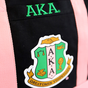 AKA Canvas <b>Tote</b> Bag Pink Black Sorority Shoulder Bag Large Capacity Zipper Travel Shopping Handbag Stylish Women Gift - Product Image 4