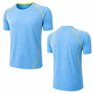 T-shirts de sport pour homme, qualité supérieure, coton bleu ciel, manches courtes, col rond, respirants, séchage rapide, personnalisables. - Product Image 1