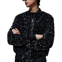 Blouson Bomber Scintillant à Paillettes pour Homme – Nouveauté Dorée à Rayures Brillantes avec Fermeture Éclair – Vestes et Manteaux pour Hommes – Tenue de Soirée et de Spectacle
