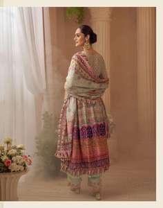 Traje cómodo de crepé natural estampado y con trabajo Aari, con pantalón palazzo y dupatta. Elegante ropa india para mujer. - Product Image 4