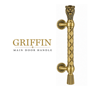 Manijas de Puerta de Vidrio Resistentes con Cabeza de León de Latón de Lujo KRISHU para Uso en Exteriores y Hoteles - Product Image 1