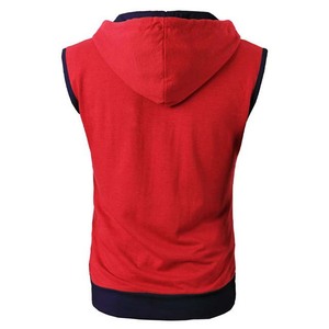 Sudadera con Capucha y Cremallera sin Mangas para Hombre, Roja, de Algodón French Terry, Informal, para Otoño - Product Image 3