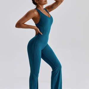 Mono de yoga de nailon suave para mujer, diseño sin espalda, sin mangas, ajuste adelgazante, venta al por mayor - Product Image 5