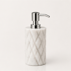 Stylish Design White Marble Soap Dispenser with Diamond Pattern Texture Handwash <b>Pump</b> Bottle for Modern Bathroom and Hotel - Product Image 5