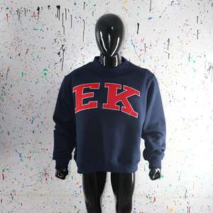 EK NAVY BLUE Mock Neck Sweatshirt 100% <b>RED</b> Applique Embroidery wide neck Sweatshirt CLUSH SPORTS - Product Image 1