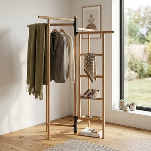 Perchero Plegable de Teca con Múltiples Barras, Estante de Madera para Ropa, Organizador de Mantas y Decoración para el Hogar/Dormitorio - Product Image 4
