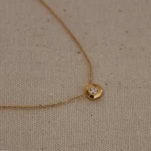 Collar de Plata de Ley 925 con Colgante Delicado de Zirconia Redonda de 0.50 CT con Engaste de Bisel, Cadena de Eslabones, Regalo de Compromiso para Mujer - Product Image 5