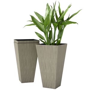 Set di 3 Fioriere Classiche Grigie da 70 cm per Interni/Esterni con Foro di Drenaggio, Vasi per Fiori per Portico, Patio e Terrazza - Product Image 1