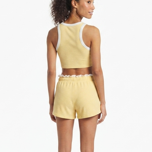OEM Custom 100% Cotton Heavyweight <b>Shorts</b> Wholesale <b>Sweat</b> <b>Women</b> Jogger Fitness Cotton Fleece With Ruffles Drawstring - Product Image 2