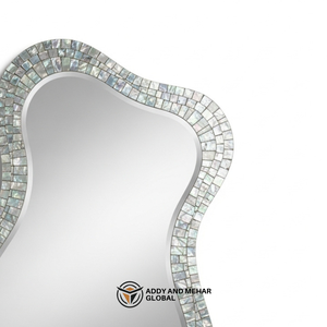 Miroir mural de mariage Art Déco carré de luxe en MDF fait main avec mosaïque de coquillages écologique pour une décoration intérieure haut de gamme - Product Image 2