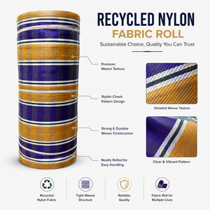 Recycled Woven 100% Nylon Fabric <b>Roll</b> Stripes Pattern Eco-Friendly Textile Material for Bags Luggage Upholstery Industrial Use - Product Image 6
